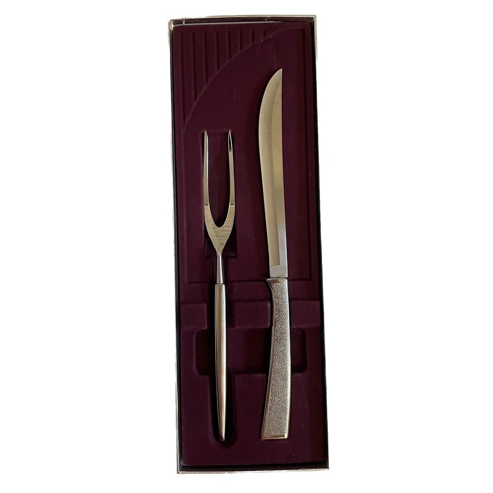 Carvel Hall Carving Set 2pc Stainless Steel USA Silver Vintage